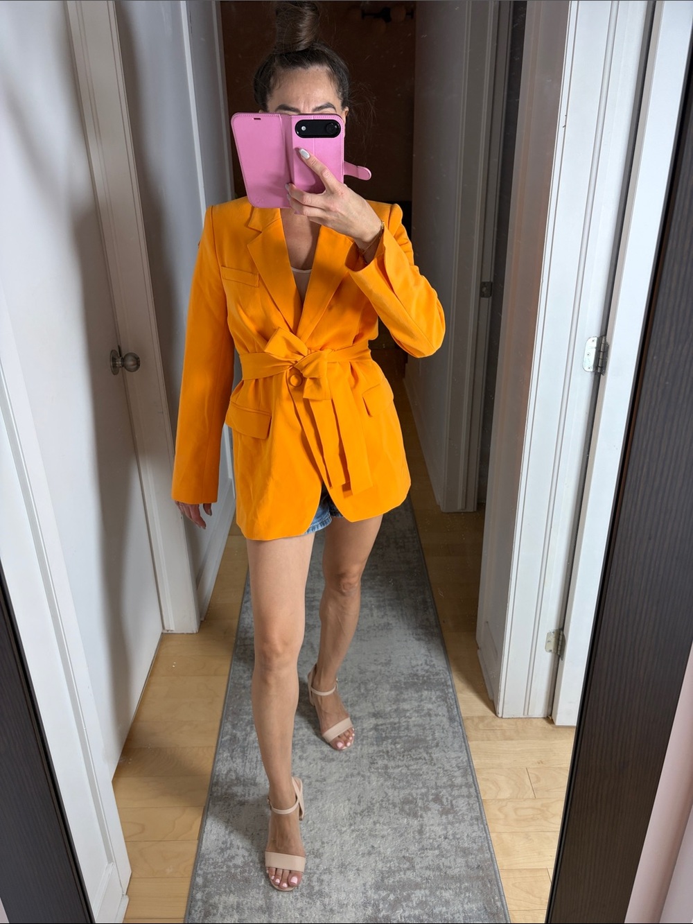 Dynamite Bright Orange Tie-Waist Blazer